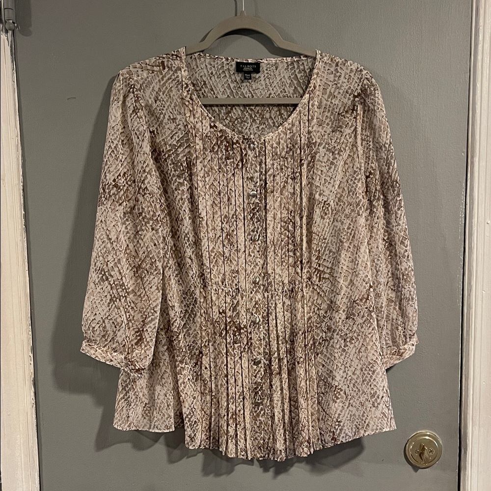 Talbots Womens Animal Snake Print‎ Layered Lined Shirt Blouse Shirt Size 16WP